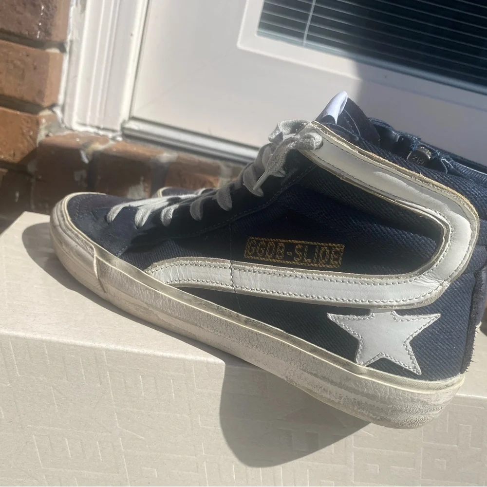 Golden Goose slide.Blue denim and leather white star.Size 37. = 7 in women - Picture 3 of 10